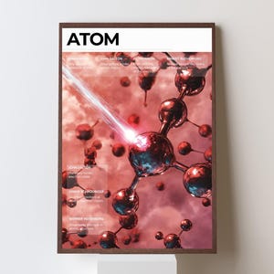 ATOM. Atomic Theory Timeline Digital Poster | Educational Science Printable, STEM Classroom Decor, Modern Infographic Wall Art Download