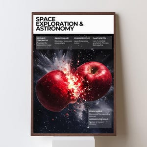 Explore the universe with this educational space exploration poster featuring groundbreaking scientists. Instantly download and print for inspiring wall decor.