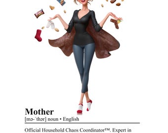 Ensemble mural amusant pour la fête des mères-2. Lot de 4 affiches imprimables de définition de maman | Cadeau en téléchargement numérique pour maman