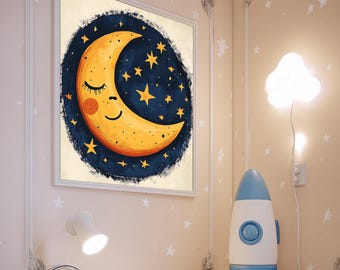 Impressions d'art pour chambre d'enfant dans l'espace : animaux astronautes, fusée, lune (téléchargement numérique)