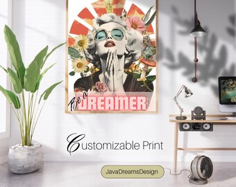 Art mural collage rétro personnalisable - inspirant téléchargement numérique