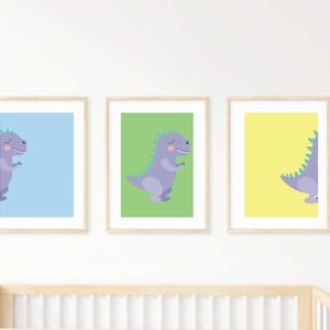 Dinosaur Wall Art Set – Printable Dinosaur Nursery Decor (Set of 3)