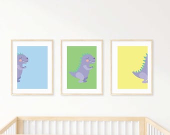 Dinosaur Wall Art Set – Printable Dinosaur Nursery Decor (Set of 3)