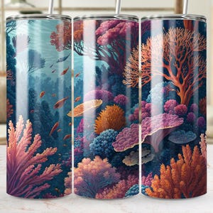 Coral Reef Tumbler Wrap, Ocean Tumbler Design, Fish Sublimation, Sea Life 20oz Skinny Tumbler PNG, Undersea Digital Download