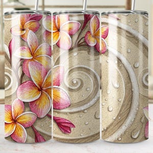 Plumeria Tumbler Wrap, 20oz Skinny Tumbler PNG, Tropical Flowers Sublimation Designs, Floral Tumbler Wrap, Digital Download