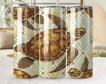Turtle Tumbler Wrap, Sea Turtle 20oz Skinny Tumbler PNG, Ocean Sublimation Designs, Turtle Tumbler Wrap, Digital Download