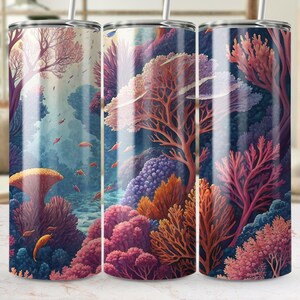 Coral Reef Tumbler Wrap, 20oz Skinny Tumbler PNG, Underwater World Sublimation Design, Ocean Life Tumbler, Digital Download