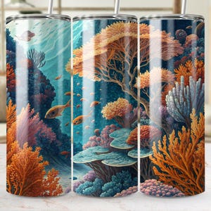 Coral Reef Tumbler Wrap, 20oz Skinny Tumbler PNG, Undersea Sublimation Designs, Fish Tumbler Wrap, Digital Download