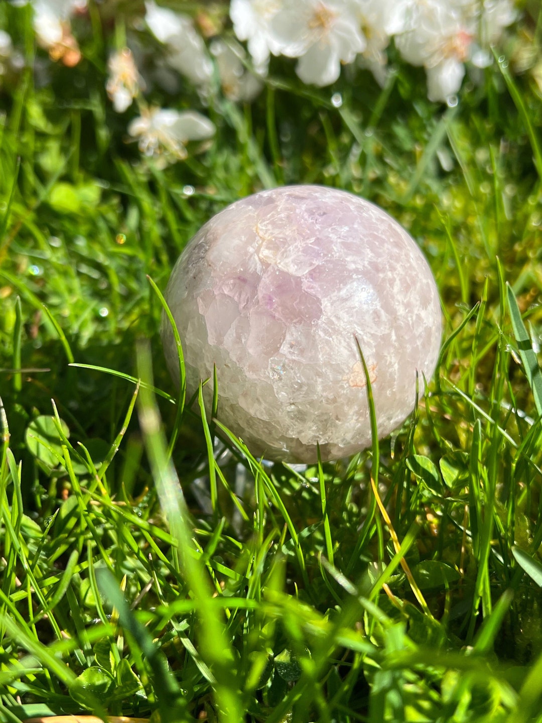 Pink Amethyst Flower Algate Durzy Sphere 187g | Crystal | Heart Charka ...