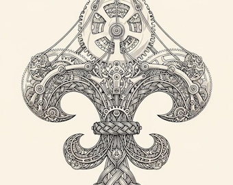 6 Fleur de lis unique mechanical aspect image designs jpg, pdf, webp, png
