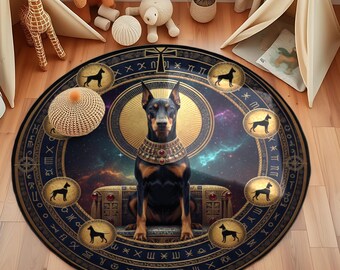 Egyptian Doberman Round Rug: Cosmic Nursery Playroom Mat - Etsy UK