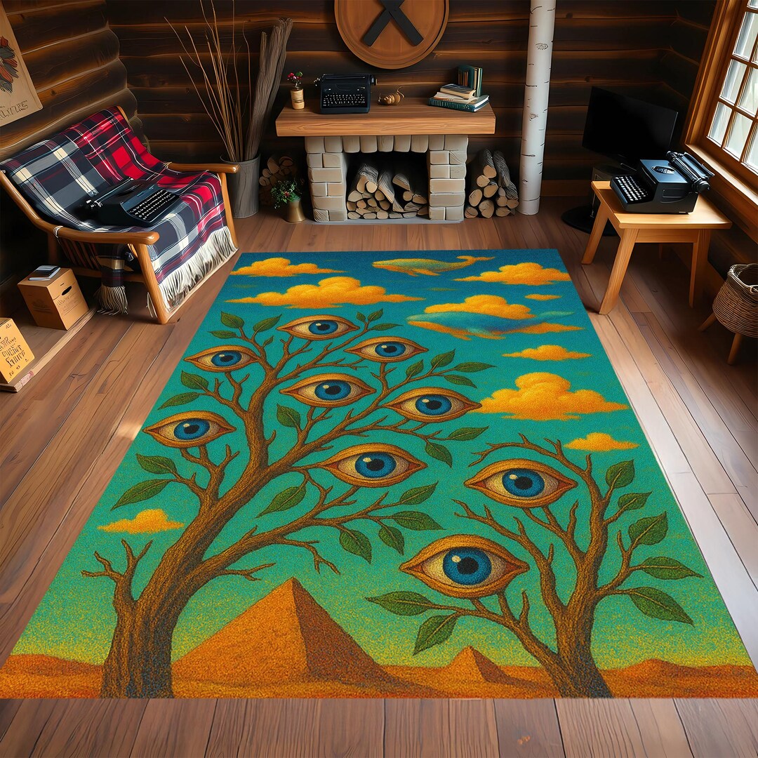 Abstract Tree Rug Surreal Eye Tree Area Rug: Psychedelic Boho Living Room Decor - Etsy