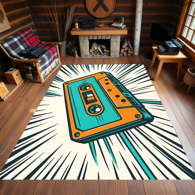 Retro Cassette Tape Rug: 80s Pop Art Music Room Decor - Etsy