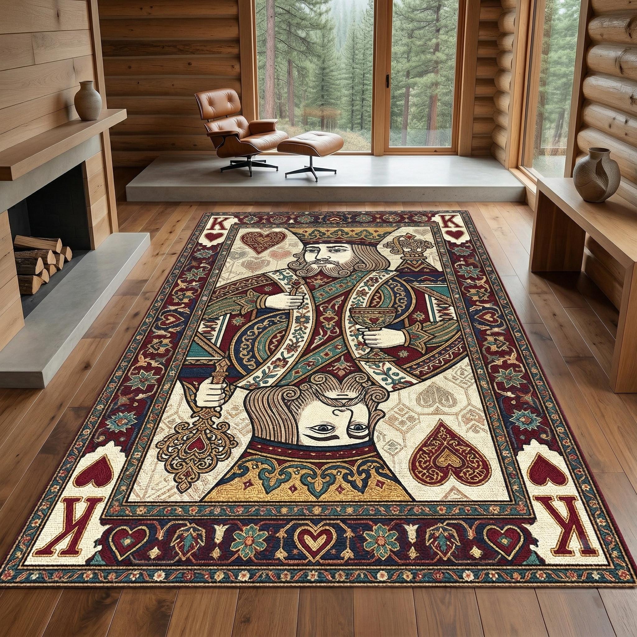 Custom Vintage King Playing Card Rug Classic Poker Design Carpet ...