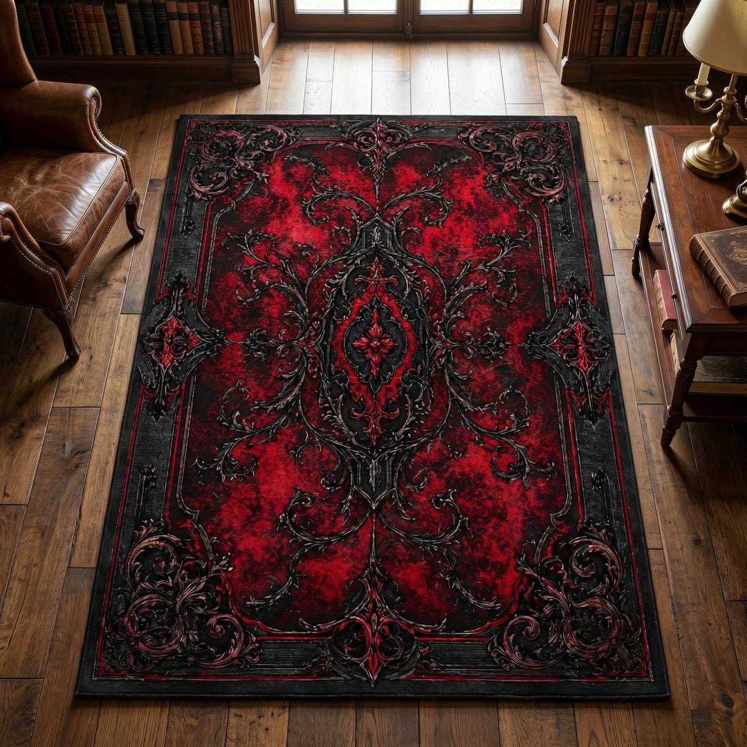 Gothic Baroque Area Rug: Dark Academia Victorian Ornamental Floor Decor ...