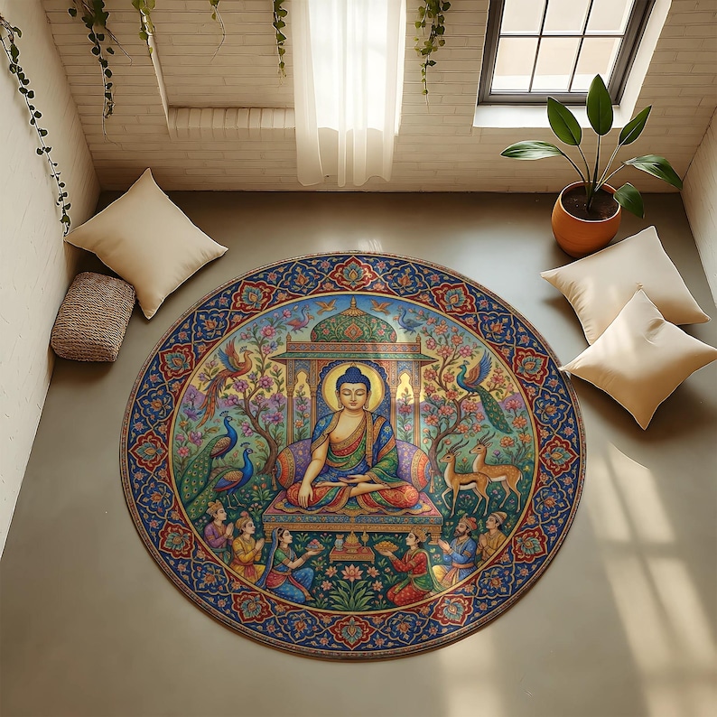 Zen Rug Patterns Rug Buddha Meditation Scene for Zen Room or Spiritual Boho Yoga ...