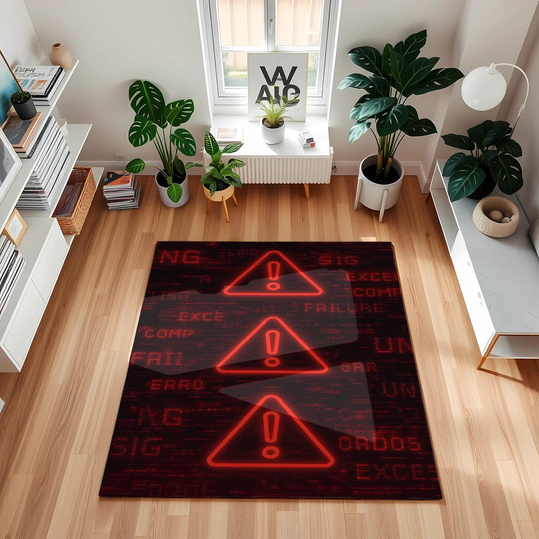 Glitch Error Message Rug: Cyberpunk Neon Red Gamer Room Decor - Etsy