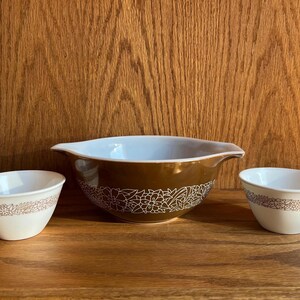Vintage Pyrex Woodland Brown Cinderella Bowl and Cup Set