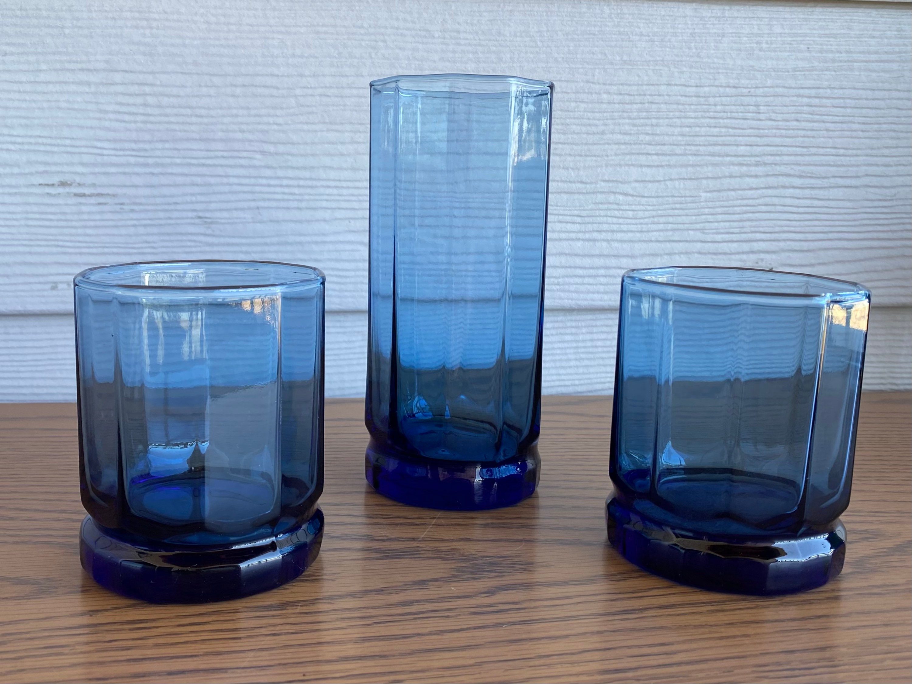 Vintage Anchor Hocking Essex Cobalt Blue Glass Tumblers Set Etsy
