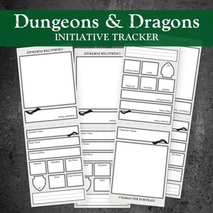 Character Initiative Tracker tents for D&D - Printable Tent sheet - Instant download for Dungeons and Dragons players and DM's - no margin