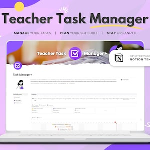 Digital Task Manager | Notion Template | Academic & Lesson Planning | Digital Teacher Planner