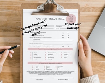Nail Tech Intake Form. Customizable in Canva. Nail tech forms, Salon forms, consultation forms, nail consultation, pedicure consultation