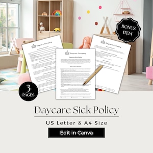Daycare Sick Policy, Child Illness Policy, Sick Child Policy, Daycare Illness, Sick Policy, CCB101-1