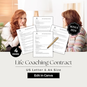 Life Coaching Contract, Life Coach Agreement Forms, Life Coach Service, Life Coaching Forms, Mentoring Contract, LCO101-1