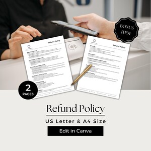Refund Policy Template, Terms and Conditions, Refund Terms, Refund Template, Payment Policy, BES101-1