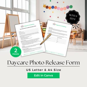 写真同意書、ビデオリリースフォーム、チャイルドケアフォーム、デイケア写真リリースフォーム、メディアリリースフォーム、CCB203 -1