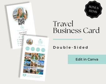 Travel Service Cards, Travel Agent Business Card Template, Travel Agency Business Card, Canva Template Travel Agent Business Card, TVL104