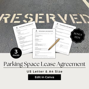 Parking Space Lease Agreement, Parking Space Agreement, Parking Contract Template, Parking Agreement Template, Parking Lease, PKS01-1