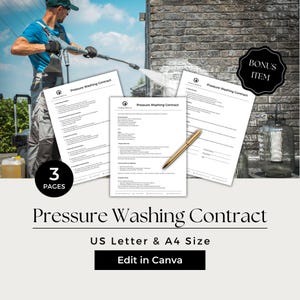 Pressure Washing Contract, Pressure Washing Agreement, Power Washing Contract, Power Washing Agreement, Pressure Washing Business, PSW101-1