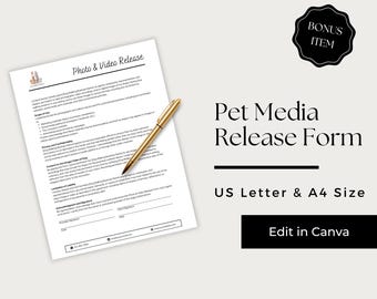 Media Release Form, Video Release Form, Pet Business Form, Dog Walker Form, Dog Walking Service, DWB101