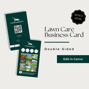 Lawn Mowing Business Cards, Lawn Care Business Card Canva, Lawn Service Business Card, Lawn Care Business Card Template, LCB106-1