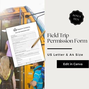 Field Trip Permission Form, Field Trip Template, Field Trip Form, Permission Slip, Permission Form, CCB101-1