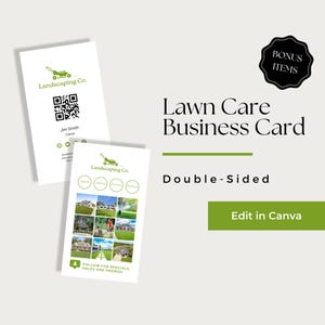 Lawn Care Business Card Template, Lawn Mowing Business Cards, Lawn Care Business Card Canva, Lawn Service Business Card, LCB202-4