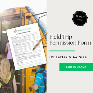 Field Trip Form, Permission Slip, Permission Form, Field Trip Permission Form, Field Trip Template, CCB203-1