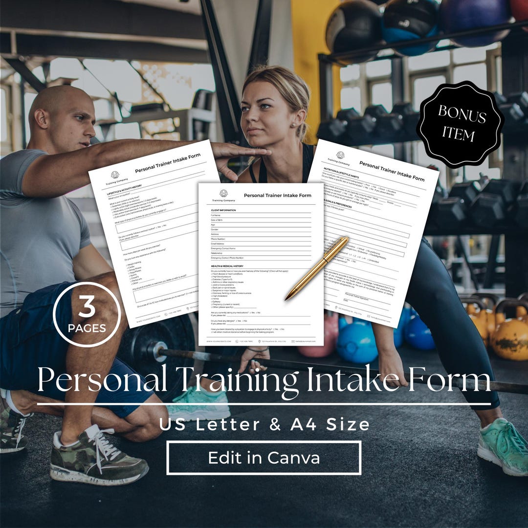 Personal Trainer Intake Form, Personal Training Intake Form, Personal ...