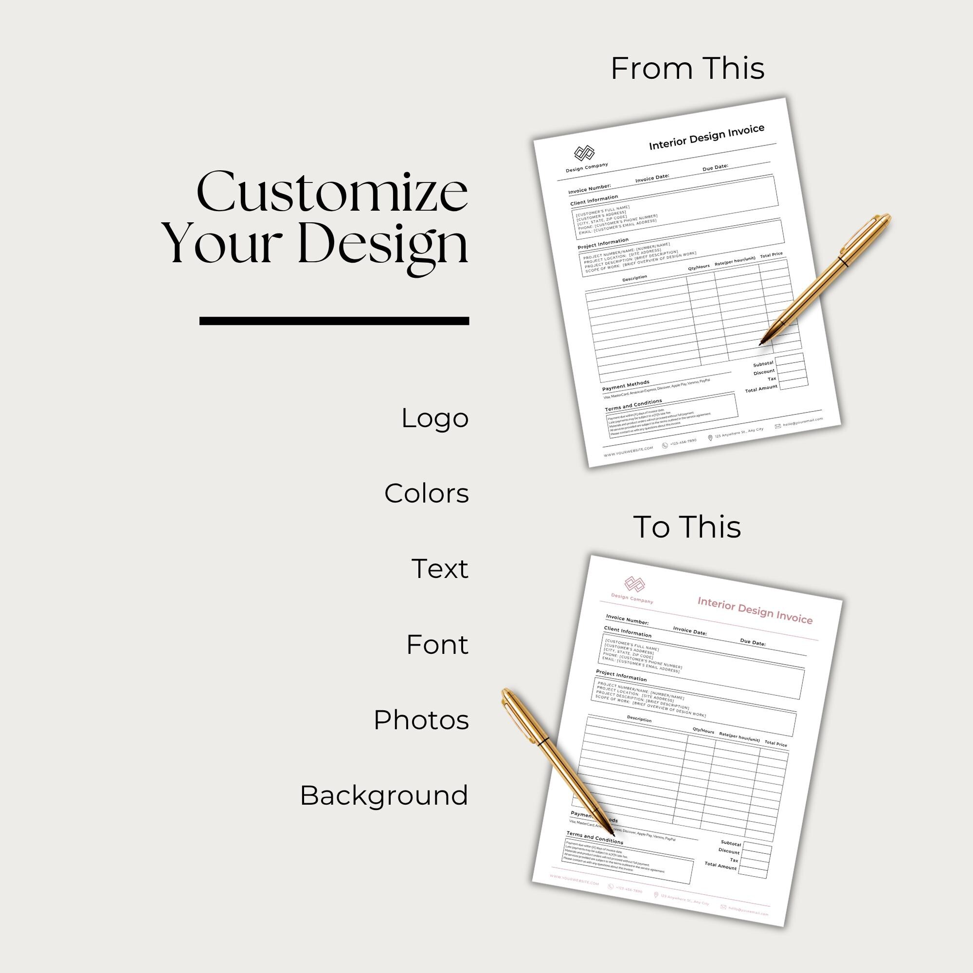 Interior Design Invoice, Designer Invoice, Interior Design Consulting ...