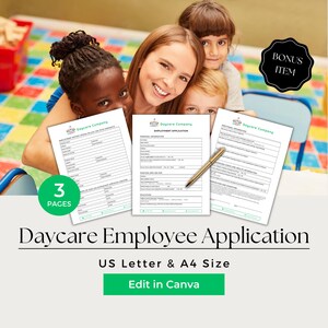 Intake Forms Daycare, Daycare Forms Canva, Daycare Employee Application, Daycare Application, Employee Application, CCB203-1