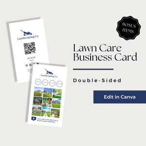 Lawn Care Business Card Template, Lawn Mowing Business Cards, Lawn Care Business Card Canva, Lawn Service Business Card, LCB204-4