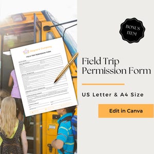 Field Trip Form, Permission Slip, Permission Form, Field Trip Permission Form, Field Trip Template, CCB103-1
