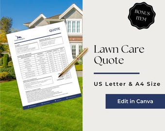 Landscaping Cost Estimate, Lawn Mowing Quote, Lawn Care Quote Template, Landscaping Quote Template, Landscaping Estimate Template, LCB204-1