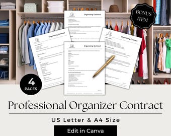 Plantilla de contrato de organizador profesional, servicio de organización, acuerdo de organizador, formularios de organizador profesional, servicio de organización, PRG101-1