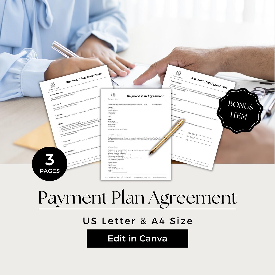 Payment Plan Agreement Template, Payment Agreement Contract Template ...