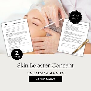 Skin Booster Consent Form, Esthetics Treatment Consent Forms, Injectables Consent, Consent Form Aesthetic, Nurse Injector Consent, COS101-1