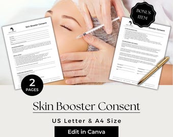 Skin Booster Consent Form, Esthetics Treatment Consent Forms, Injectables Consent, Consent Form Aesthetic, Nurse Injector Consent, SKB101-1