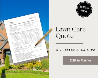 Lawn Mowing Quote, Lawn Care Quote Template, Landscaping Quote Template, Landscaping Estimate Template, Landscaping Cost Estimate, LCB205-1
