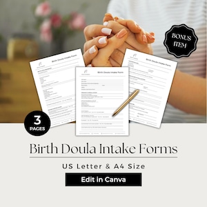Birth Doula Intake Form, Doula Client Intake Form, Birth Doula Client Intake Form, Doula Intake Form, Client Intake Forms Doula, BES101-1
